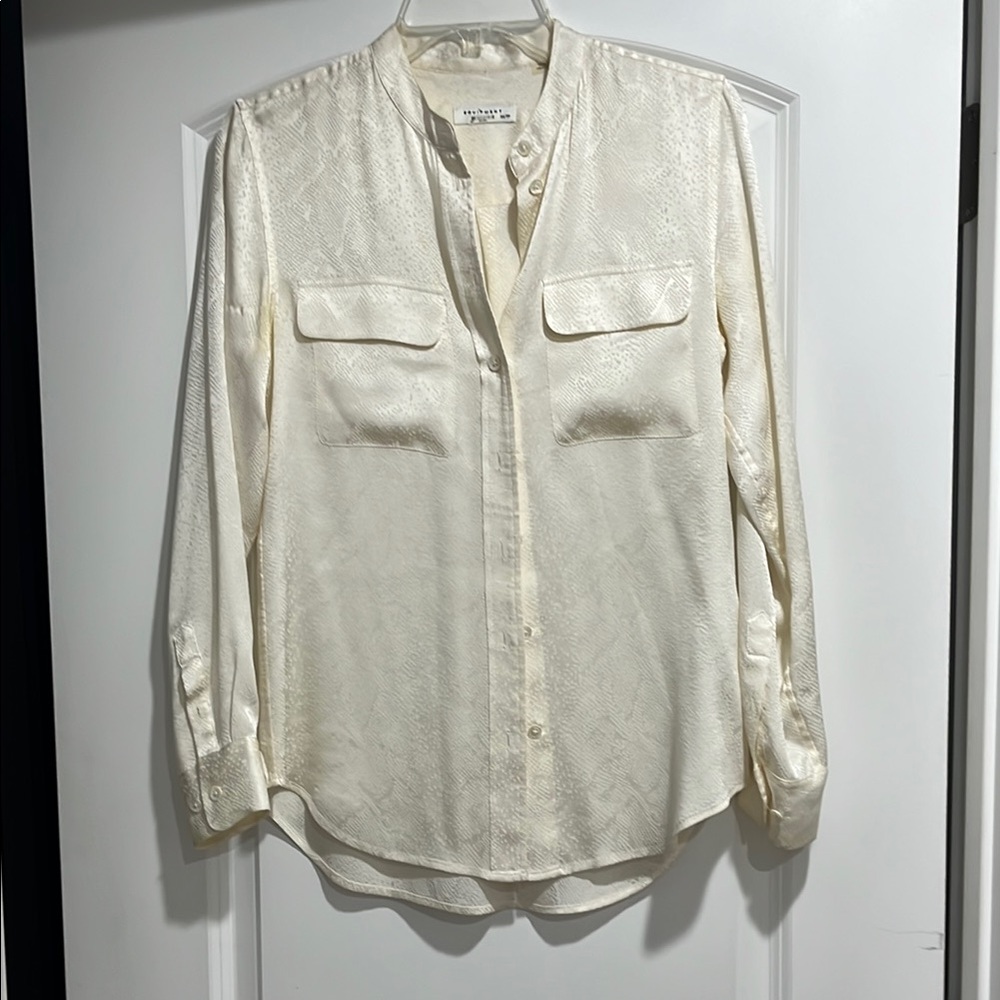 Equipment Femme Cream Snakeprint Silk Blouse